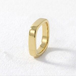 14K Gold Plated Modern Square Gold Band Ring  | Minimalist Elegant Ring